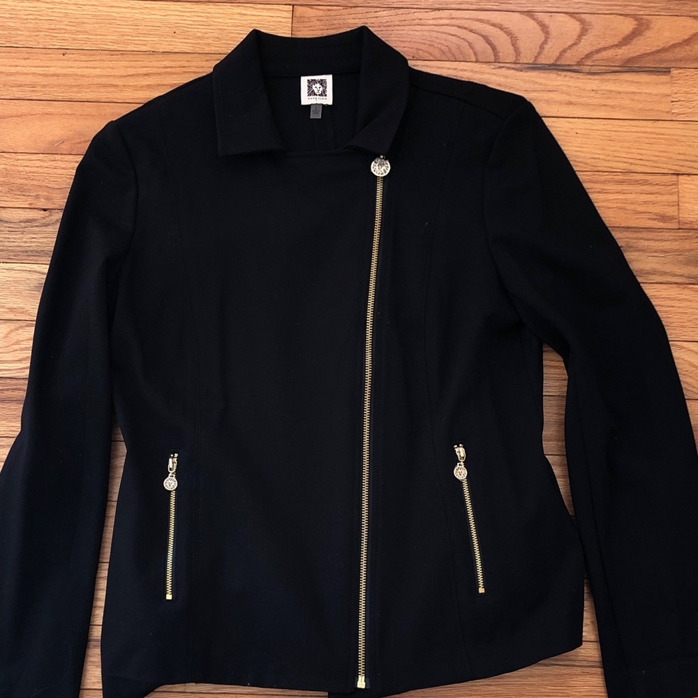 Anne Klein Black Blazer with Gold Zippers
